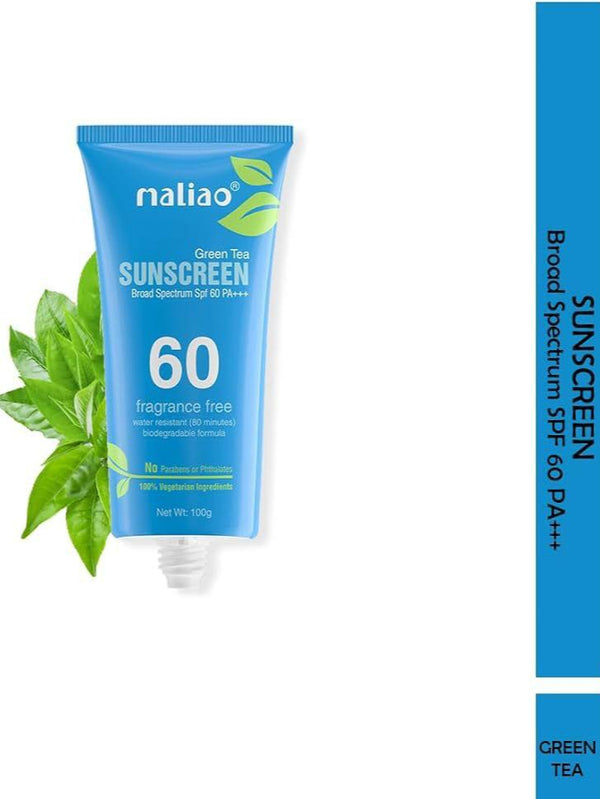 Maliao Green Tea Sunscreen SPF 60 PA+++ Broad Spectrum Sunblock for Ultimate Sun Protection - MAT Beauty