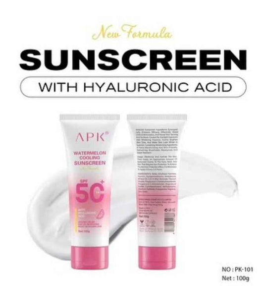 APK Watermelon Cooling Sunscreen SPF 50+ for Hydrating UV Protection