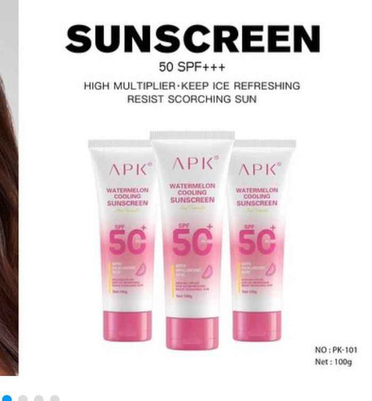 APK Watermelon Cooling Sunscreen SPF 50+ for Hydrating UV Protection