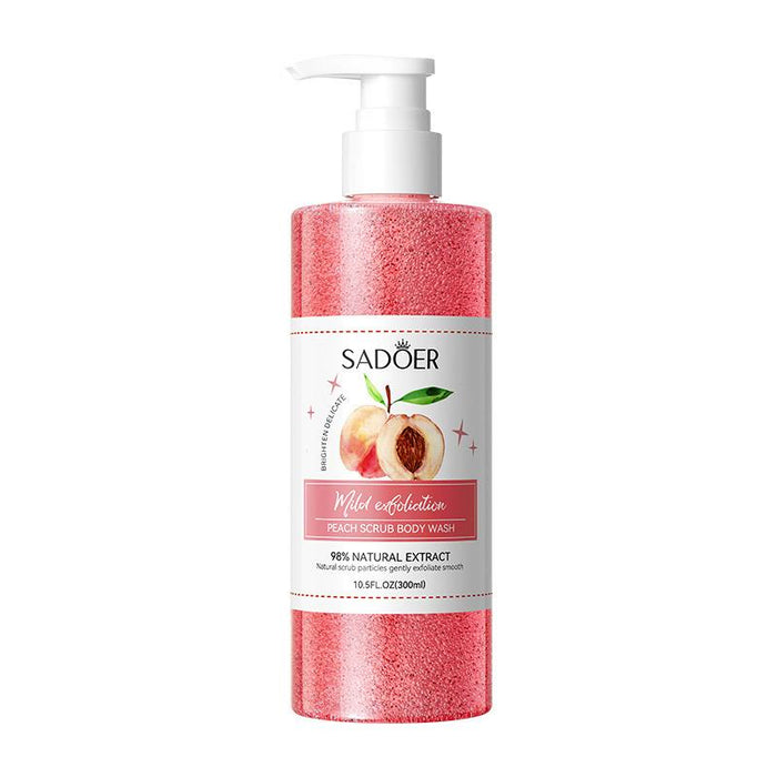 SADOER Honey Peach Body Wash Scrub - Hydrating Exfoliating Lightening Shower Gel 300ml - MAT Beauty