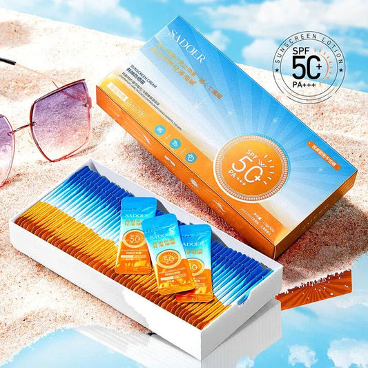 Sadoer Sunscreen Strips SPF50+ - Portable Pack of 50 for Facial UV Protection for Girls and Women - MAT Beauty