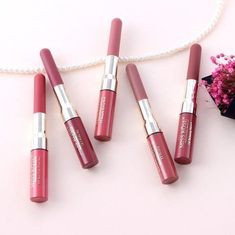 Miss Rose Matte Lip Gloss Liner 2 in 1 for Lasting Color and Definition - MAT Beauty