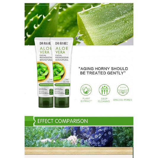 Dr Rashel Aloe Vera Facial Scrub - 2 in 1 Oil-Free Exfoliating & Clarifying Peeling Skin Treatment - MAT Beauty