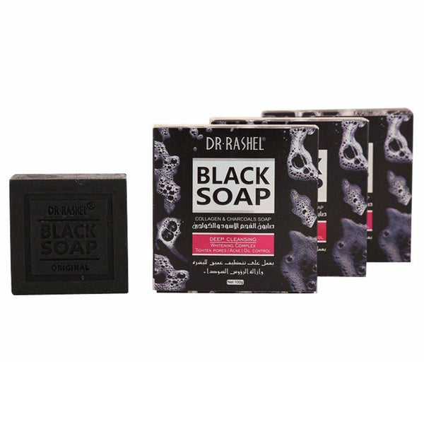 Dr Rashel Collagen Charcoal Soap for Deep Cleansing, Pore Tightening, Acne & Oil Control - 100g - MAT Beauty