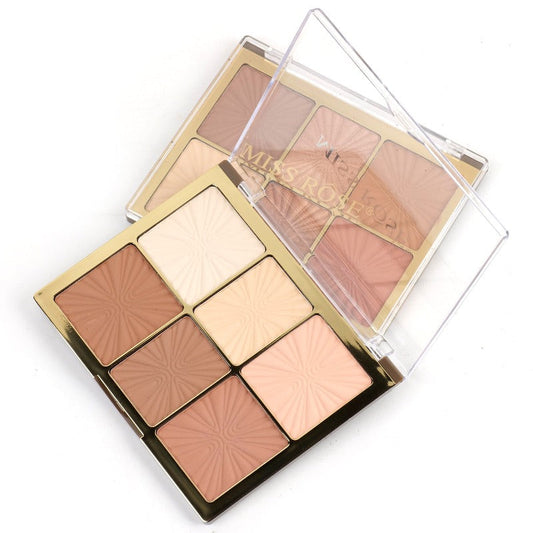 Miss Rose Arch Face Palette - 6 Color European Style Palette for Flawless Beauty - MAT Beauty