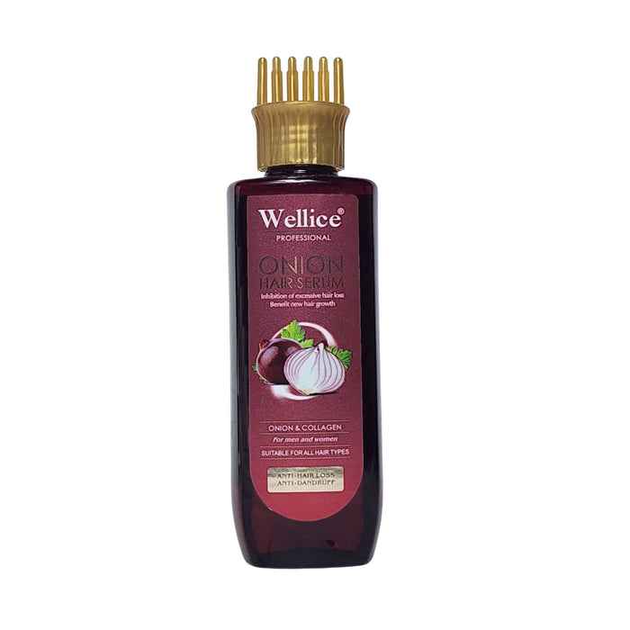 Wellice Onion Collagen Hair Serum with Comb Head - Anti Hair Loss & Dandruff Treatment - 200ml
