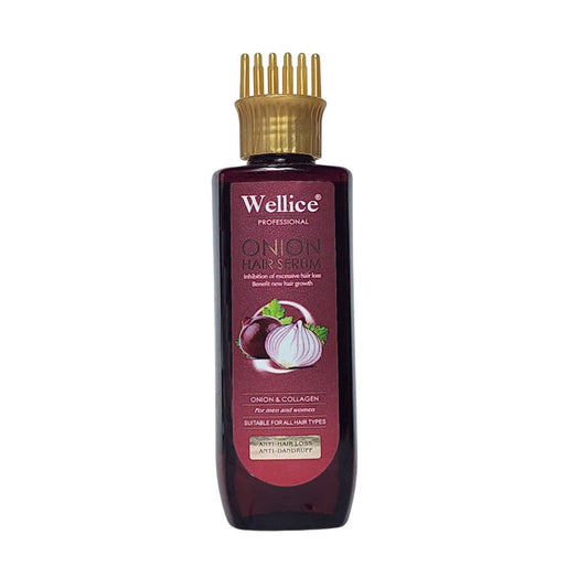 Wellice Onion Collagen Hair Serum with Comb Head - Anti Hair Loss & Dandruff Treatment - 200ml - MAT Beauty
