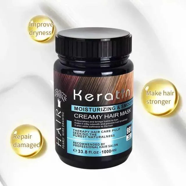 Keratin Hair Mask Treatment for Stronger, Hydrated, and Repaired Hair - 1000ml - MAT Beauty