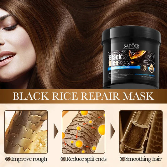 SADOER Black Rice Hair Mask 500gm for Smooth Repairing Hair - MAT Beauty