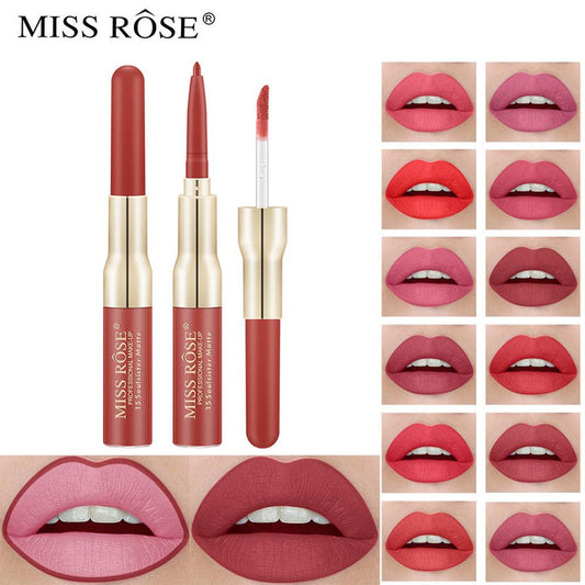 Miss Rose Matte Lip Gloss Liner 2 in 1 for Lasting Color and Definition - MAT Beauty