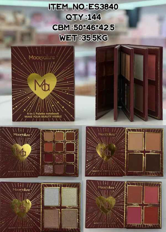 Mocallure Red Mini Beauty Palette - 4 in 1 Compact for Perfect Makeup Looks