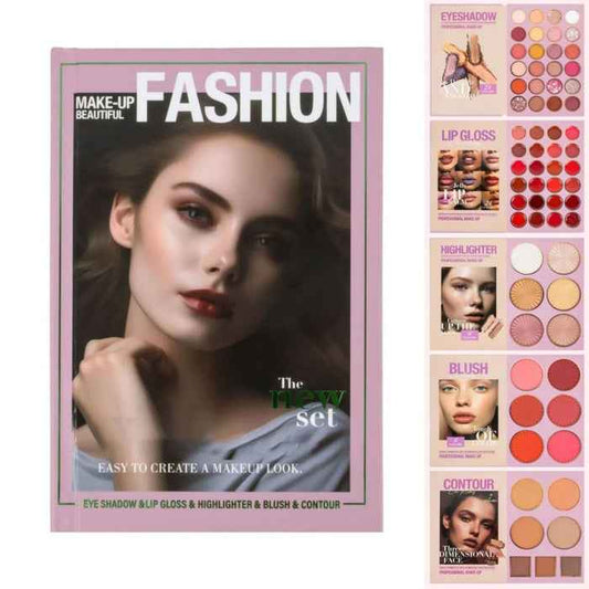 5-in-1 Makeup Palette - URATM Beauty Fashion Eyeshadow, Lip Gloss, Highlighter, Blush, Contour Book