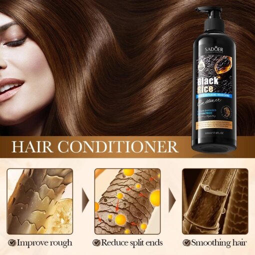 Sadoer Black Rice Shampoo for Anti Hair Loss and Dandruff Relief - 500ml - MAT Beauty