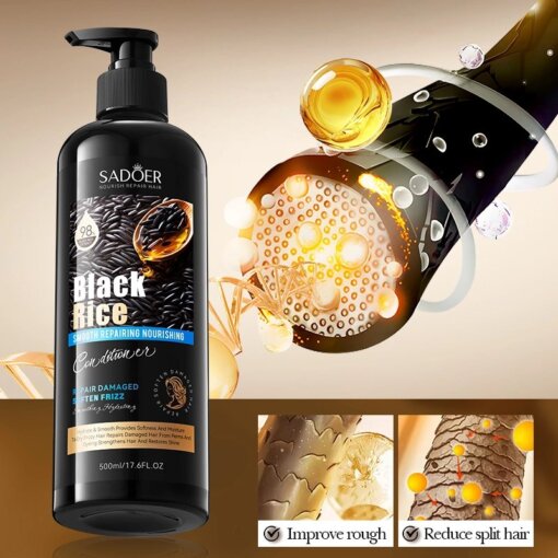 Sadoer Black Rice Shampoo for Anti Hair Loss and Dandruff Relief - 500ml - MAT Beauty