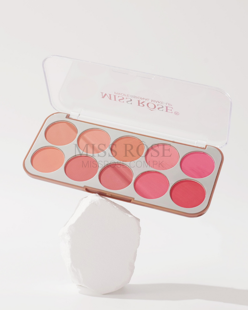 Miss Rose 10-Color Blushers Palette for Flawless Glow - Miss Rose Blush Palette - MAT Beauty