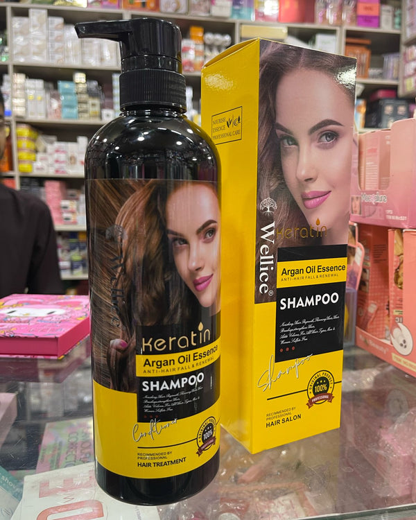 Wellice Keratin Shampoo for Hair Fall - Argan Oil Essence for Renewal and Strength - MAT Beauty