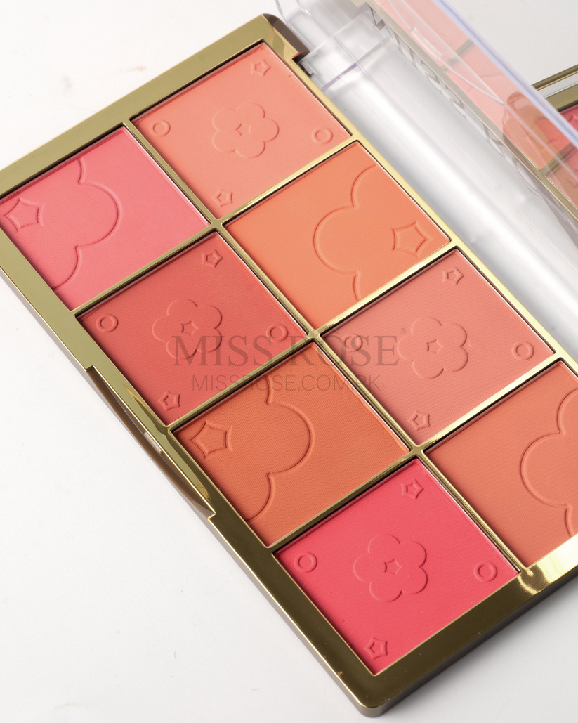 Miss Rose Blush Palette - 8-Color Gold Brick Blush for Radiant Cheeks - MAT Beauty