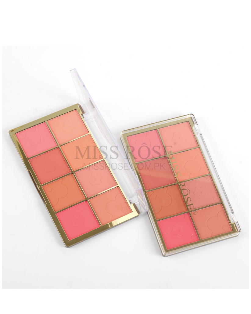 Miss Rose Blush Palette - 8-Color Gold Brick Blush for Radiant Cheeks - MAT Beauty