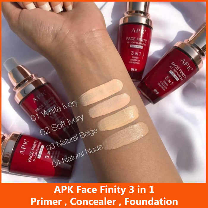 Apk Face Finity Primer Concealer Foundation for a Flawless Finish 3in1 - MAT Beauty