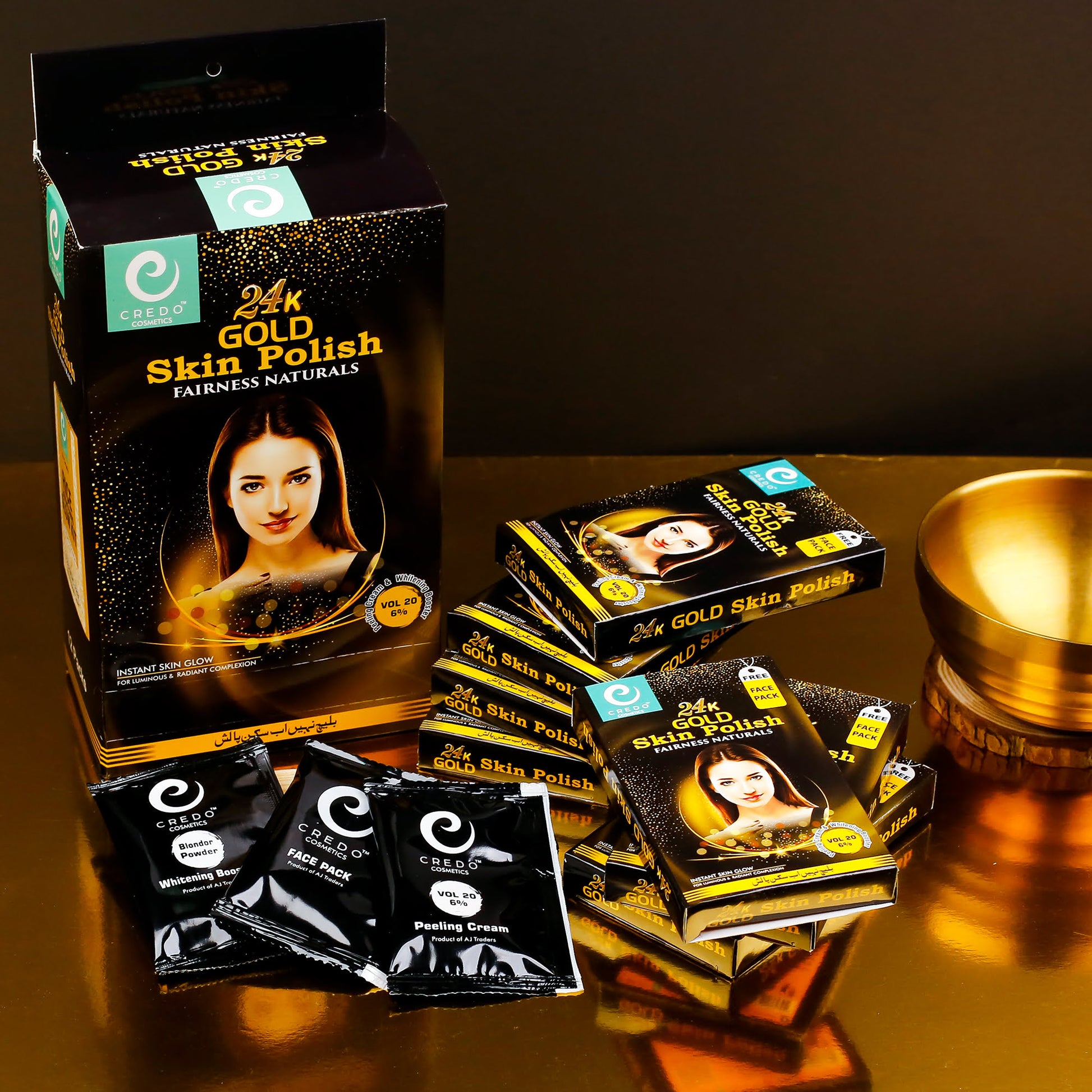 24K Gold Skin Polish Sachet Pack with Free 12 Face Pack Offer - MAT Beauty