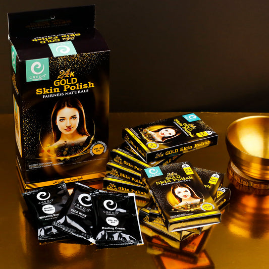 24K Gold Skin Polish Sachet Pack with Free 12 Face Pack Offer - MAT Beauty