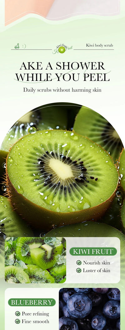 SADOER Kiwi Fruit Scrub Body Wash - Hydrating Exfoliating Lightening Shower Gel 300ml - MAT Beauty