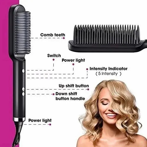 Straight Comb Hair Straightener – Fast Heating, Temperature Control, Anti-Scald