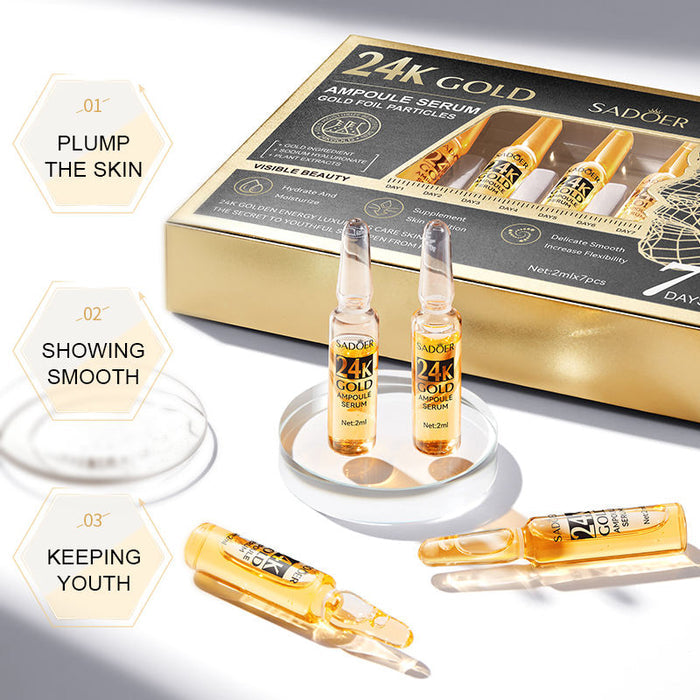 SADOER 24K Gold Moisturizing Serum - 2ml x 7pcs Face Care Ampoule - MAT Beauty