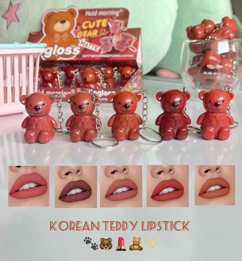 Teddy Bear Lip Gloss Keychain - Trendy Matte Makeup for Your Lips - MAT Beauty