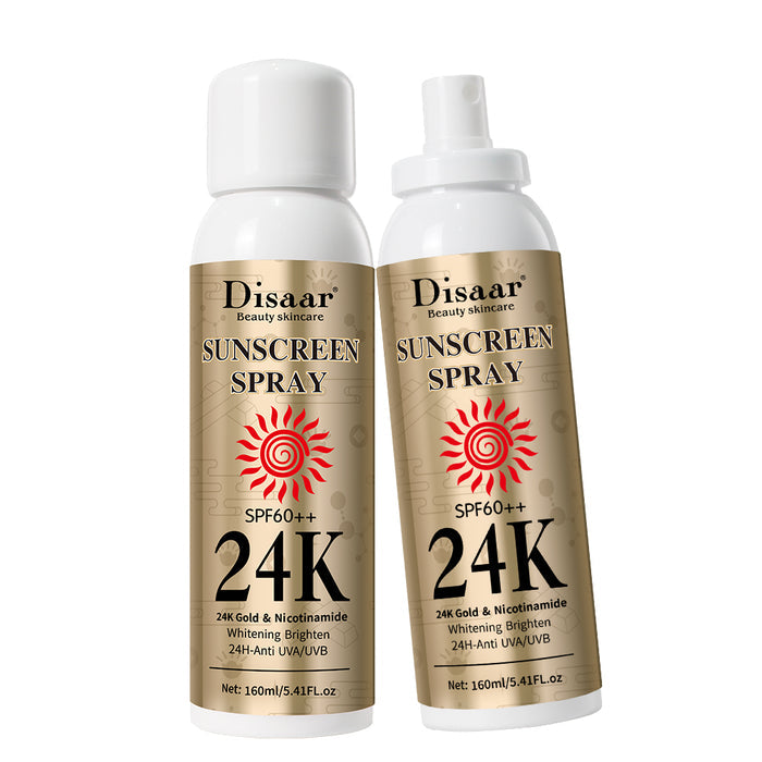 Disaar 24K SPF60 Tinted Sunscreen Spray 160ml - Anti-UV, Long-lasting, Sweatproof Protection - MAT Beauty