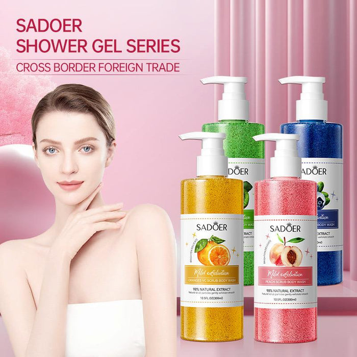 SADOER Blueberry Scrub Body Wash - Hydrating Exfoliating Lightening Shower Gel 300ml - SD57126 - MAT Beauty