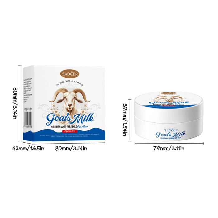 SADOER Goat Milk Eye Mask - Moisturizing & Whitening Natural Goat Milk Extract, 80g (60PCS/30pairs) - MAT Beauty