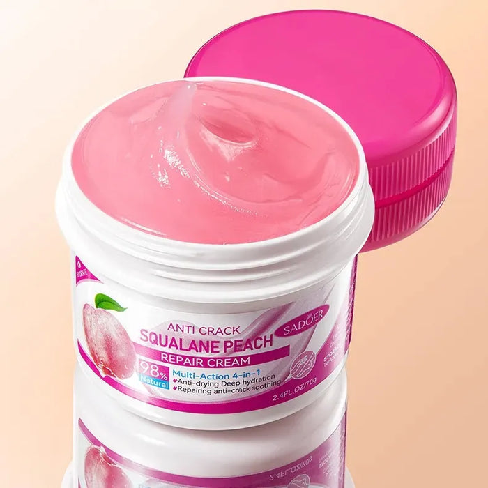SADOER Organic Foot Cream for Cracked Heels - Exfoliating Squalene Peach Repair & Nourishing Solution - MAT Beauty