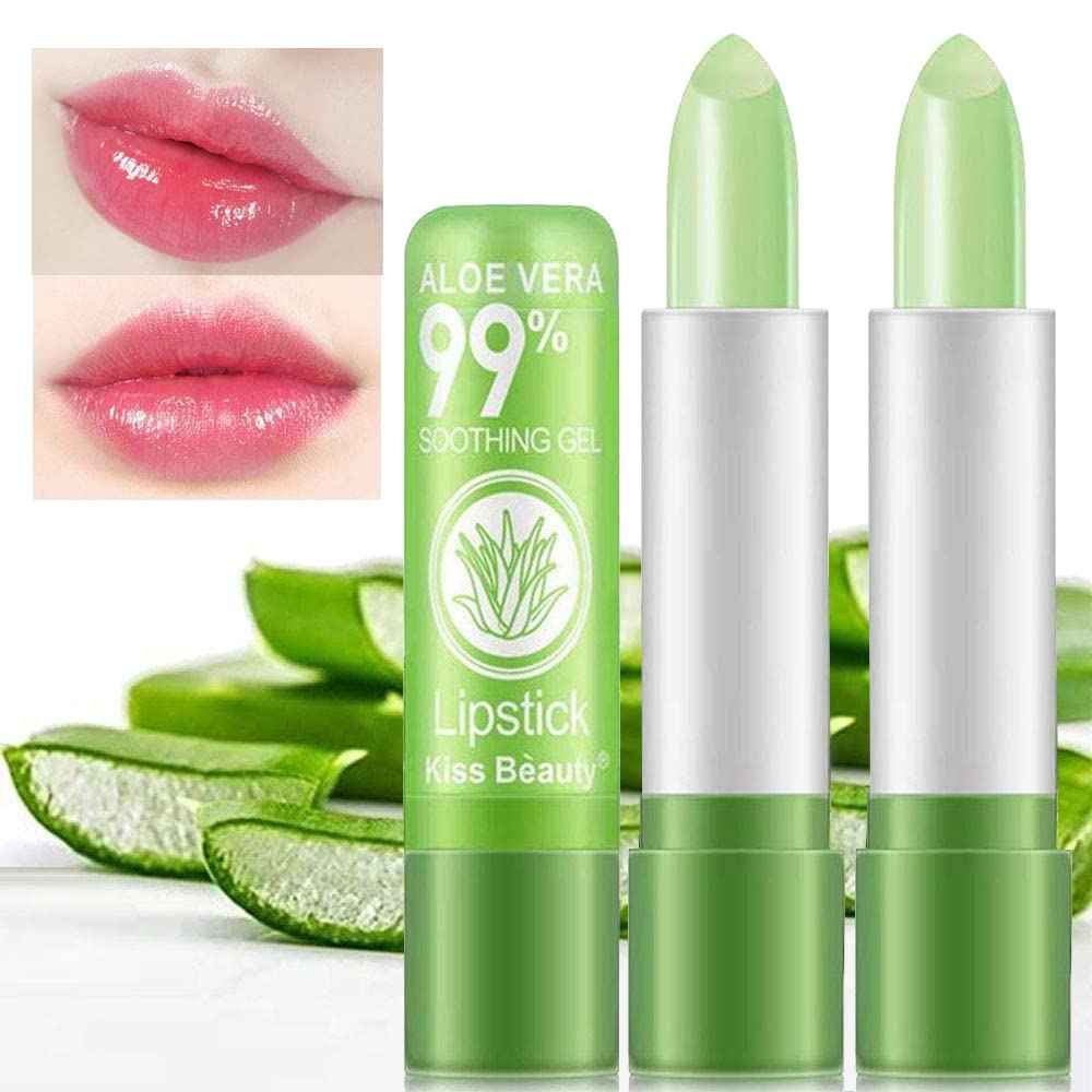 Aloe Vera Color Changing Lipstick Is Not Easy To Fade Lipstick Long Lasting Moisturizing Temperature Color Lip Balm Multiples pack