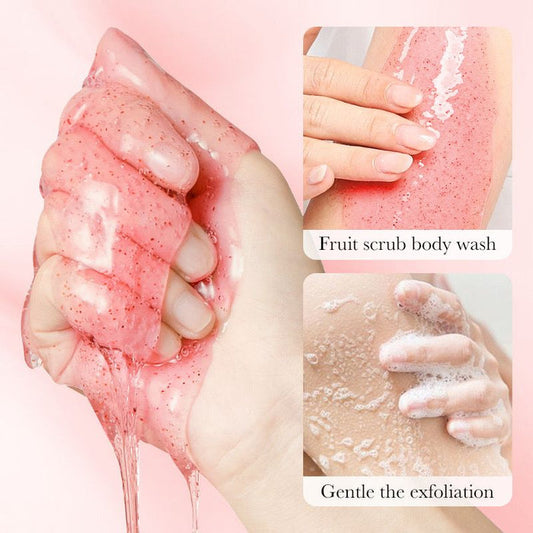 SADOER Honey Peach Body Wash Scrub - Hydrating Exfoliating Lightening Shower Gel 300ml - MAT Beauty