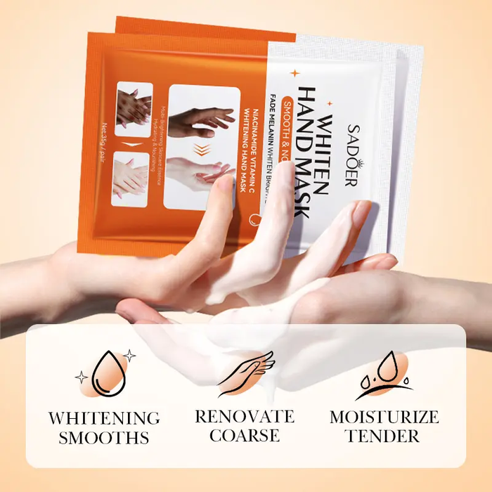 SADOER Vitamin C Hand Mask for Dark Skin Lightening, Whitening & Moisturizing with Hyaluronic Acid - 35g SD10026 - MAT Beauty