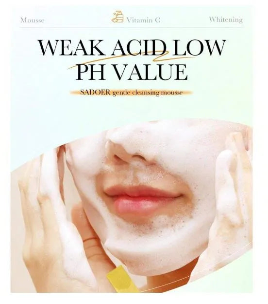 Sadoer Vitamin C Cleansing Mousse - Whitening Nourishing Facial Cleanser with Nicotinamide 150ml - MAT Beauty