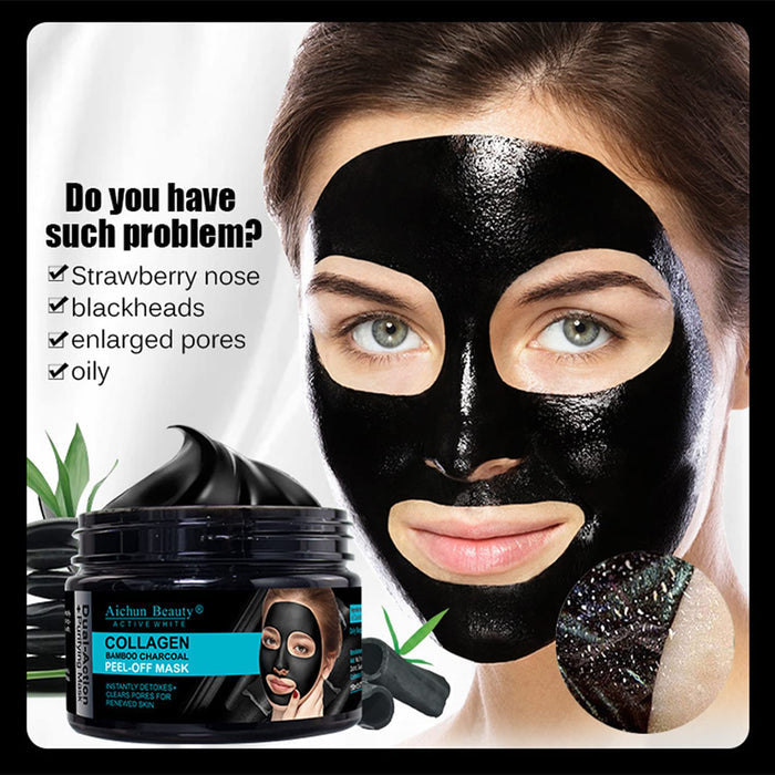 Aichun Beauty Collagen Bamboo Charcoal Mask - Vegan Peel-Off Moisturizing Oil Control Anti-Acne Facial Mask 150ml - MAT Beauty