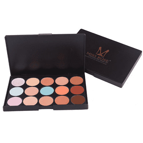Miss Rose Concealer Palette - 15 Colors Cream Contour and Makeup Set - MAT Beauty