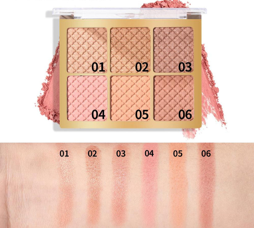 Miss Rose 6 Color Square Face Palette - All in One Miss Rose Face Palette - MAT Beauty