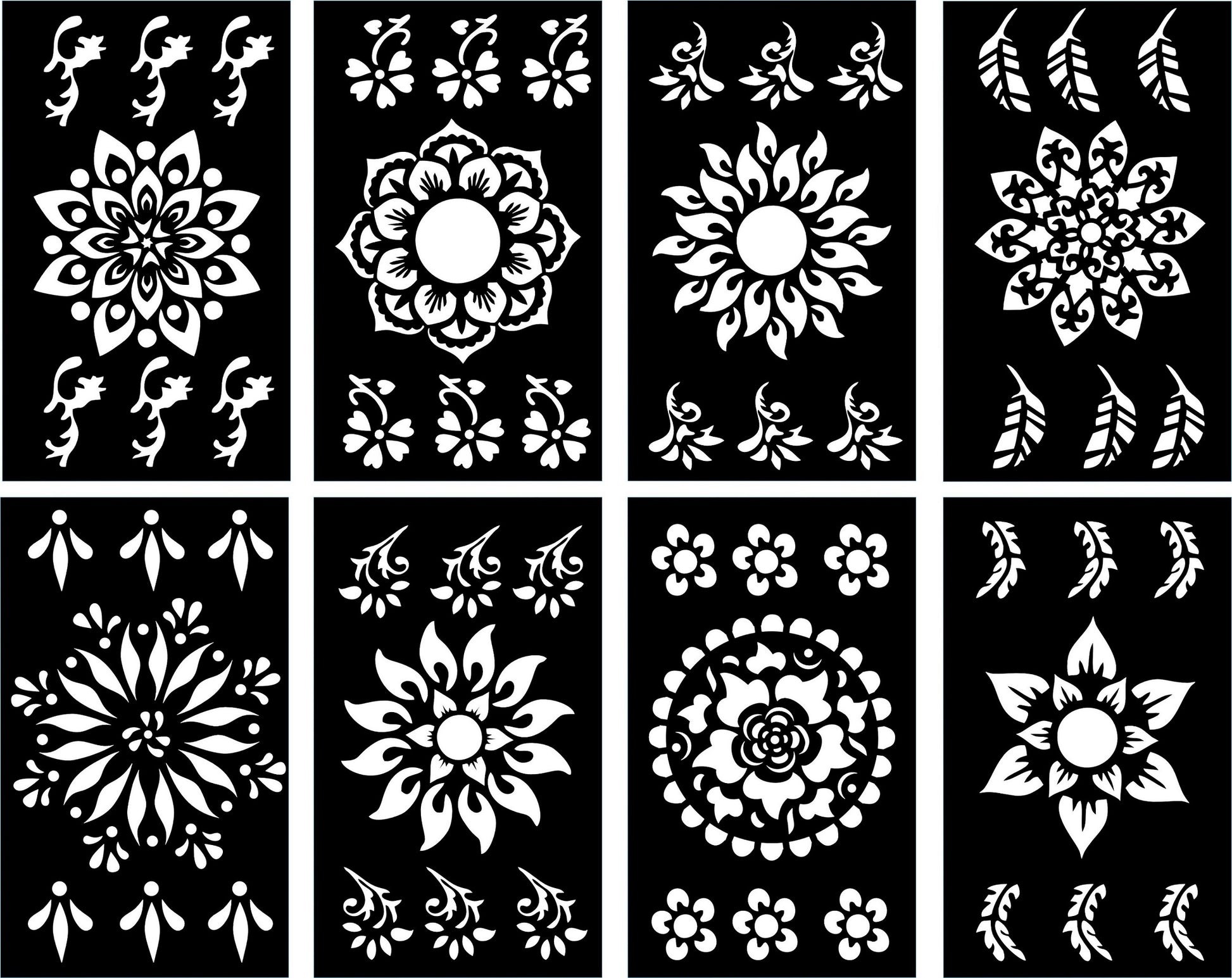 Pack of 8 Henna Mehndi Design Stickers for Beautiful Body Art - MAT Beauty