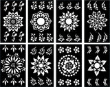 Pack of 8 Henna Mehndi Design Stickers for Beautiful Body Art - MAT Beauty