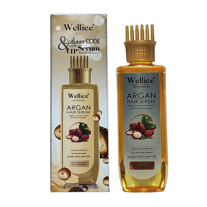 Wellice Argan Hair Serum 200ml for Anti Hair Loss & Anti Dandruff with Comb Head - MAT Beauty