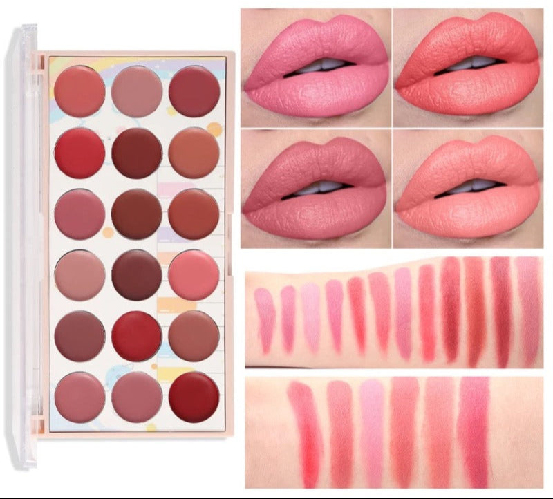 Miss Rose 18 Color Lipstick Set for Vibrant, Long-Lasting Color - MAT Beauty