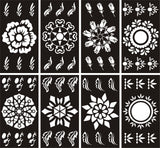 Pack of 8 Henna Mehndi Design Stencils for Easy Body Art - MAT Beauty