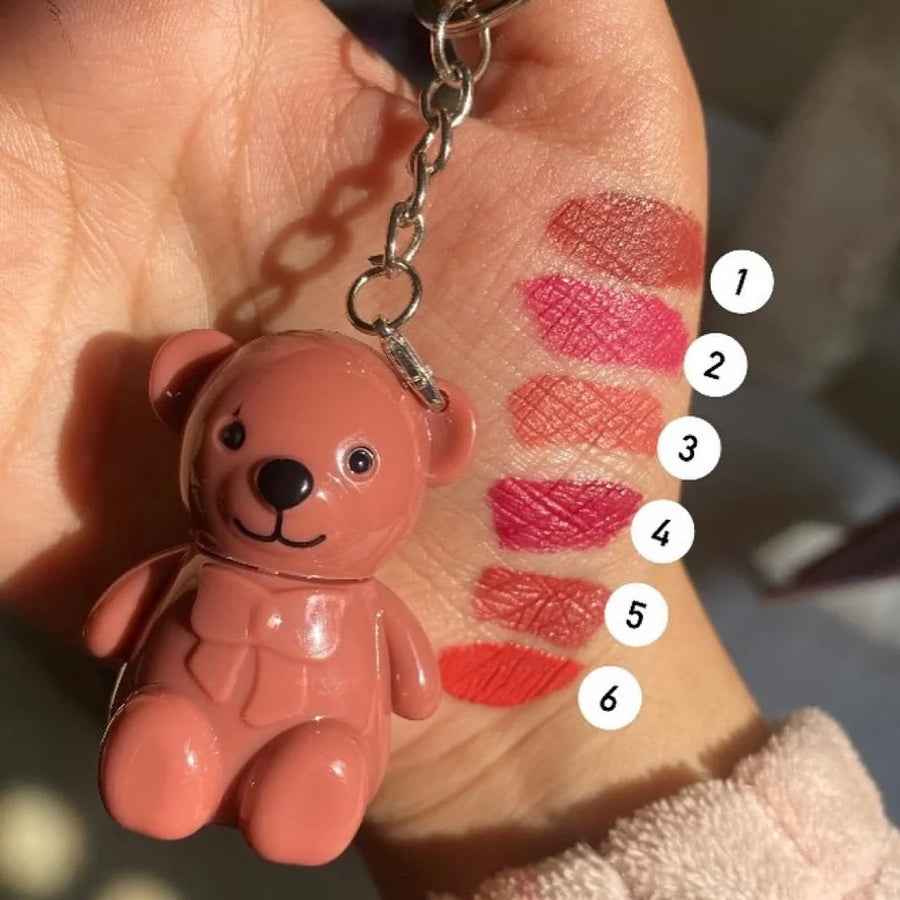 Teddy Bear Lip Gloss Keychain - Trendy Matte Makeup for Your Lips - MAT Beauty