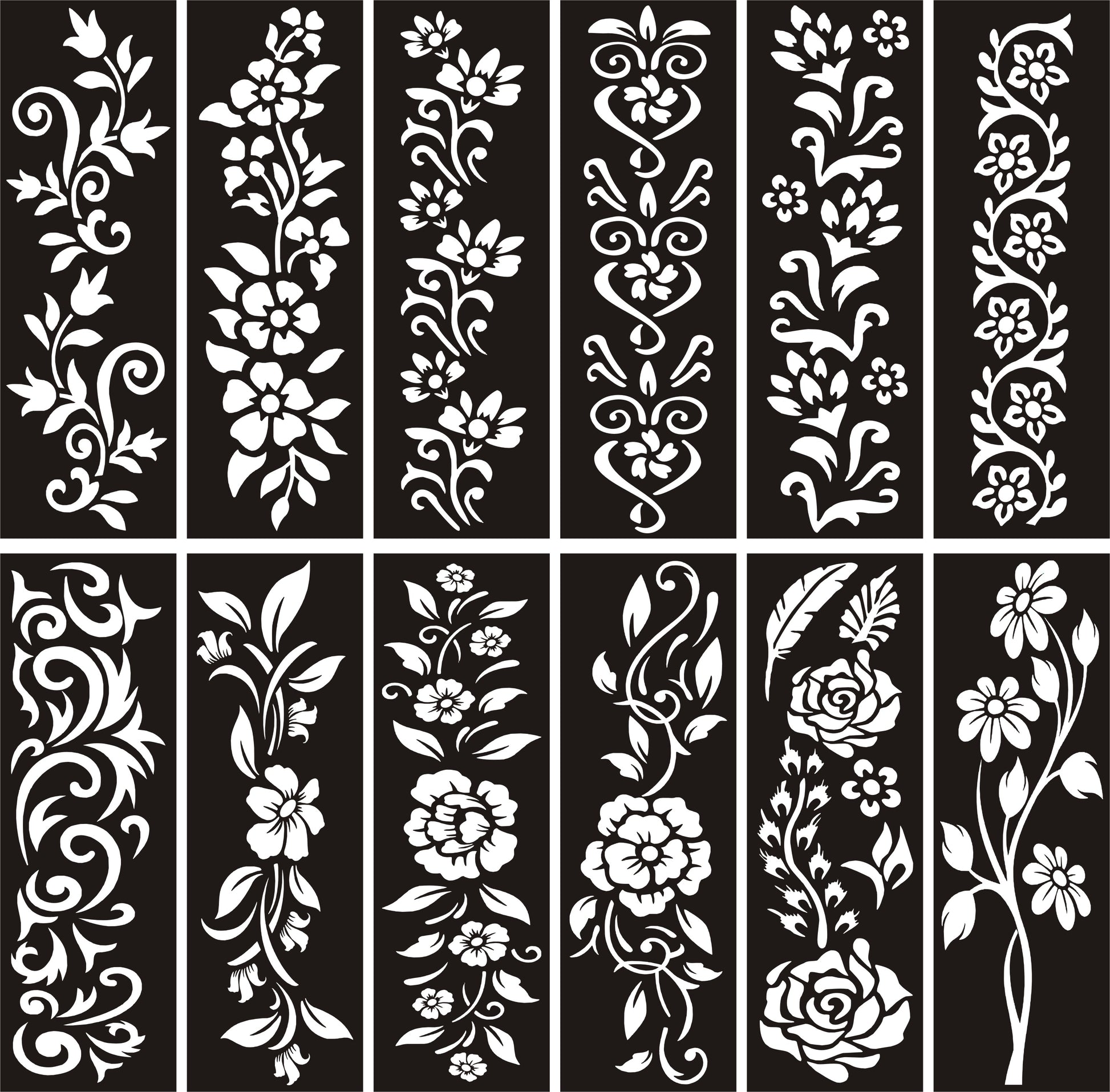 Pack of 12 Bail Henna Mehndi Stencils for Beautiful Designs for Hands & Foot - MAT Beauty