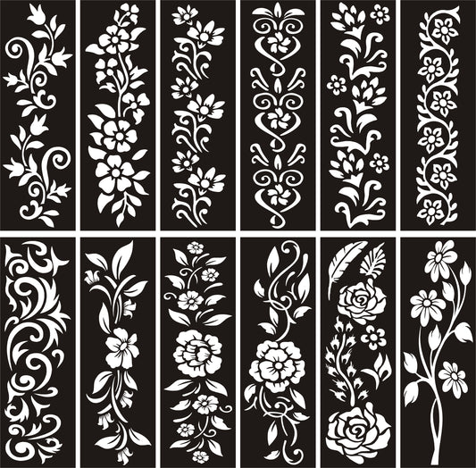 Pack of 12 Bail Henna Mehndi Stencils for Beautiful Designs for Hands & Foot - MAT Beauty
