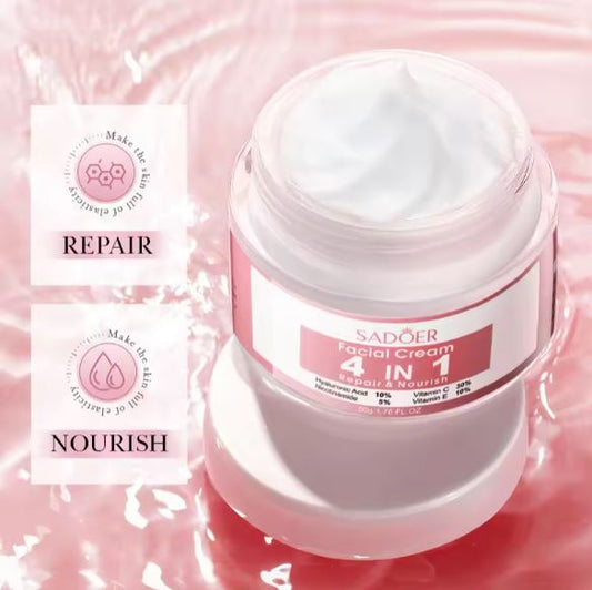 Sadoer Hyaluronic Acid Face Cream - 4 In 1 Whitening, Nourishing, Firming, Anti-Wrinkle with Vitamin C and E - MAT Beauty
