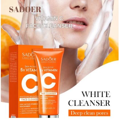 SADOER Vitamin C Facial Cleanser 100g - 5X Whitening and Brightening Formula - MAT Beauty